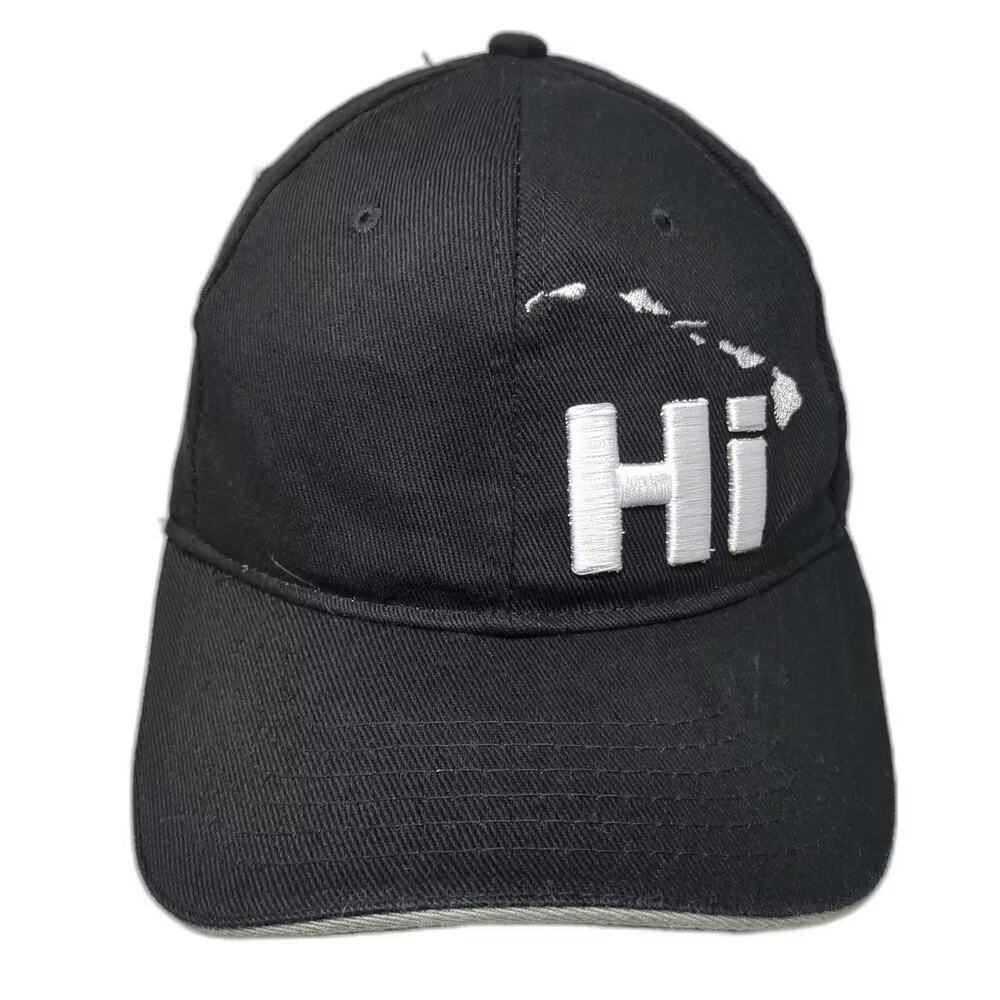 Surfware Baseball Cap Black White Hat OS Embroidered Hawaii Stretch Fit Cotton